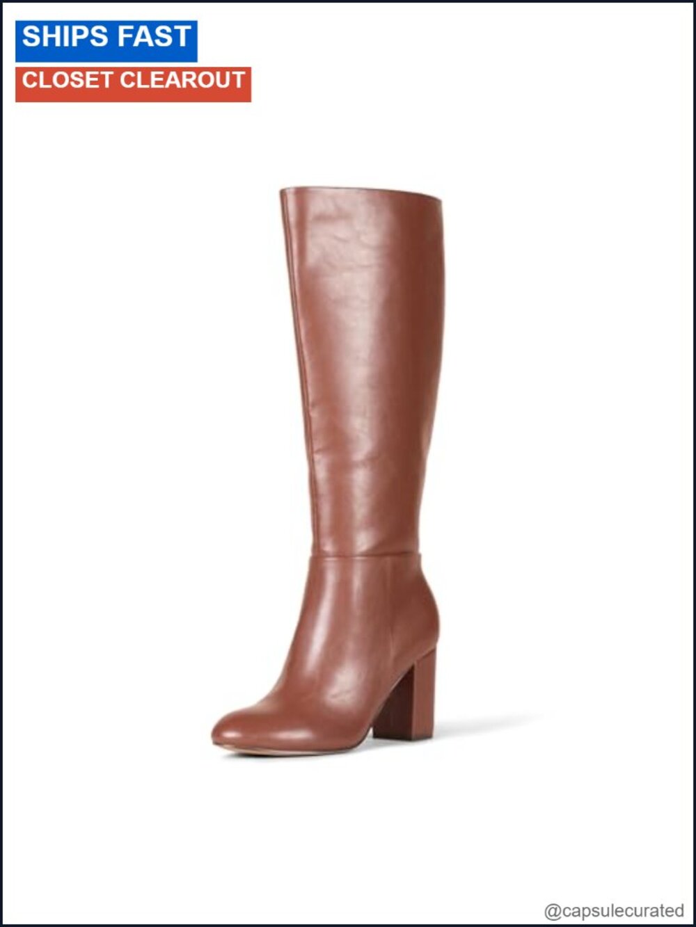 Women's Tall Heel Boots with Memory Foam Insole, Faux Leather, Interior Zipper